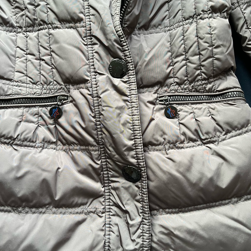 Moncler Metallic Silver Jacket with Black Knit Collar - Picture 8 of 11